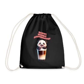 GLÜCKLICHER KAFFEE PANDA ENTZÜCKENDILLUSTRATION - Turnbeutel - Schwarz - Vorne