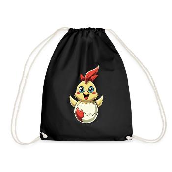 Happy Easter - Easter Chicken - Easter Egg - Gift - Drawstring Bag - black - Front
