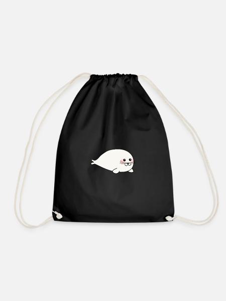 Cute seal baby / Sweet seal - Drawstring Bag - black