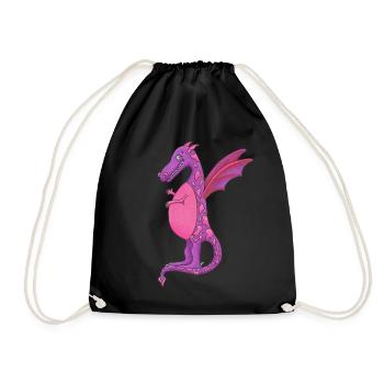 Pink and Purple Dragon - Drawstring Bag - black - Front