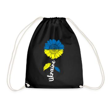 Ukraine Sonnenblume Frieden Peace Ukraine Flagge - Turnbeutel - Schwarz - Vorne