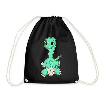 Dinosaurier mit Baby Dinosaurier - Turnbeutel - Schwarz - Vorne