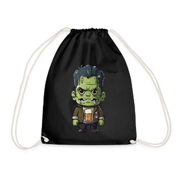 Halloween Beer Monster Funny Cartoon Design - Drawstring Bag - black - Front