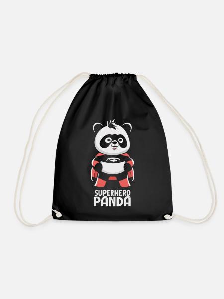 Superhelden Panda - Turnbeutel - Schwarz