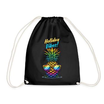 Pineapple Holiday Vibes Holiday Sunglasses Summer - Drawstring Bag - black - Front