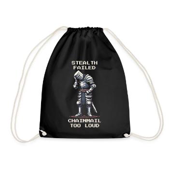 Stealth failed | Chainmail too loud - Knight - Drawstring Bag - black - Front