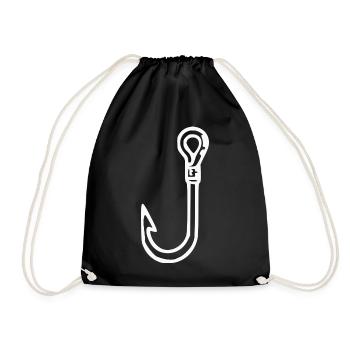 Pêche à l’hameçon blanc Pêcheur cadeau - Sac de sport léger - noir - Devant