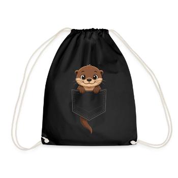 Une loutre mignonne qui sort de sa poche, - Sac de sport léger - noir - Devant