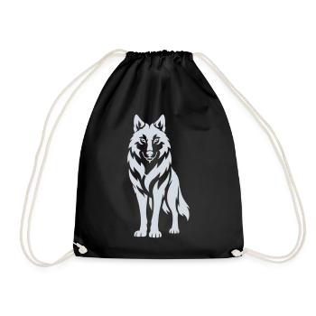 Wolfs Silhouette Kontrastdesign - Turnbeutel - Schwarz - Vorne