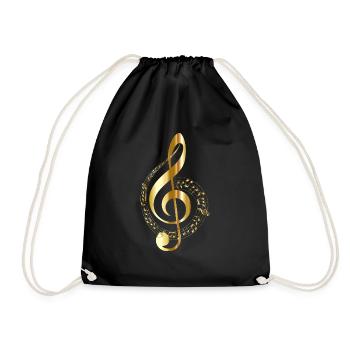golden clef - Drawstring Bag - black - Front