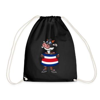 Costa Rican cow fan - Drawstring Bag - black - Front