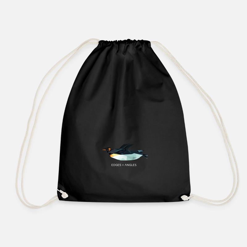 Flying Penguin - Drawstring Bag - black