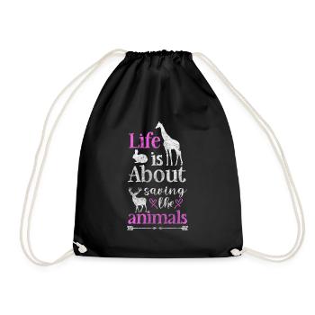 Animal rights activists vegetarians animal love animal shelter - Drawstring Bag - black - Front