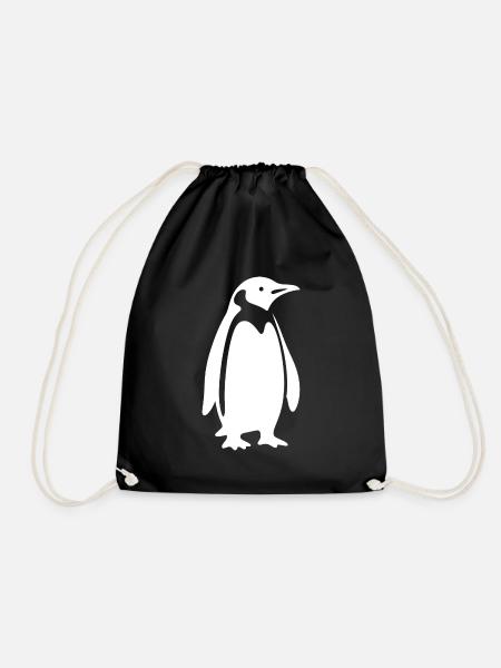 Cooler Pinguin Silhouette Minimalistisches Design - Turnbeutel - Schwarz