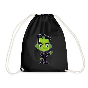 Mignon monstre vert dans un costume élégant - Sac de sport léger - noir - Devant