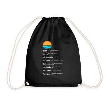 Popular Surf Spots List - Drawstring Bag - black - Front