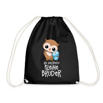 Der weltbeste kleine Bruder - Eulen Geschwister - Turnbeutel - Schwarz - Vorne