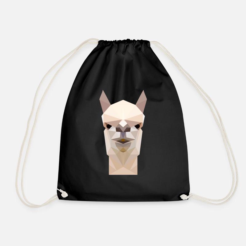 Lama Alpaka Gesicht- polygonal 3d Geschenk - Turnbeutel - Schwarz