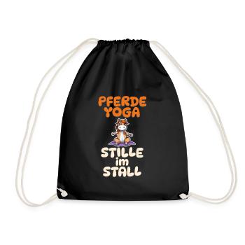 Spüre die Stille im Stall - Pferde Yoga - Turnbeutel - Schwarz - Vorne