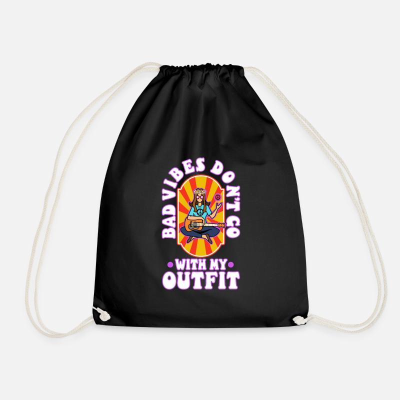 Bad vibes don't go with my outfit - Drawstring Bag - black