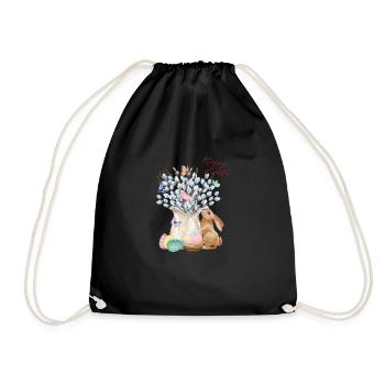 Joyeuses Pâques - Saule aux œufs de Pâques - Sac de sport léger - noir - Devant