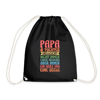 Papa & Tochter Familie Vater Geschenk - Turnbeutel - Schwarz - Vorne