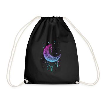 Kawaii Colorful Pastel Goth Moon - Drawstring Bag - black - Front