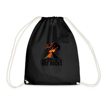Volcano Lover Exploring Lava Geology - Drawstring Bag - black - Front