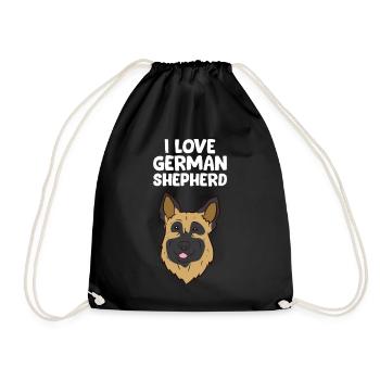 German Shepherd - I love German Shepherd - Drawstring Bag - black - Front