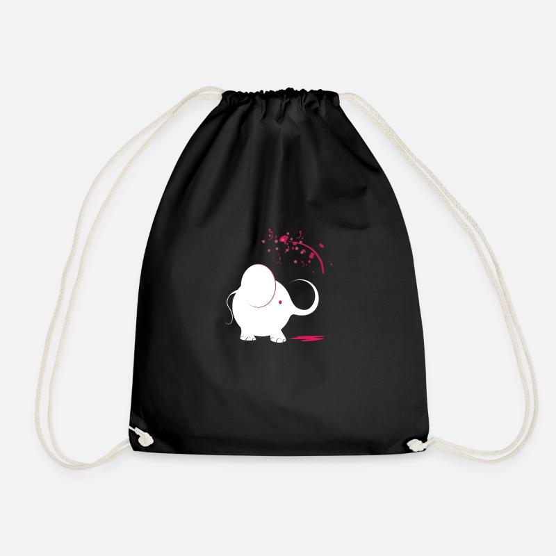 Weißer Elefant mit rosa Farbe - Turnbeutel - Schwarz
