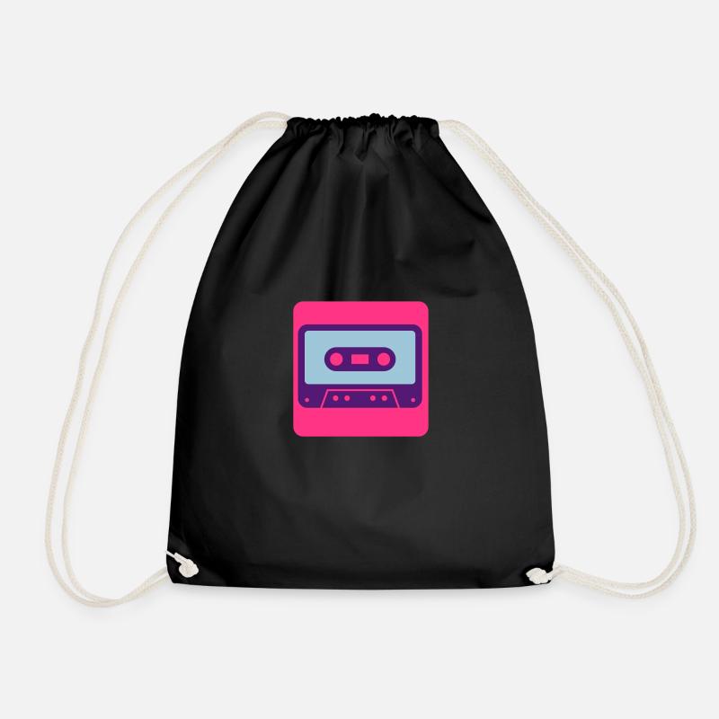 Retro cassette - Drawstring Bag - black