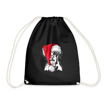 Santa Boxer Weihnachten Hunde Hund Wilsigns - Turnbeutel - Schwarz - Vorne