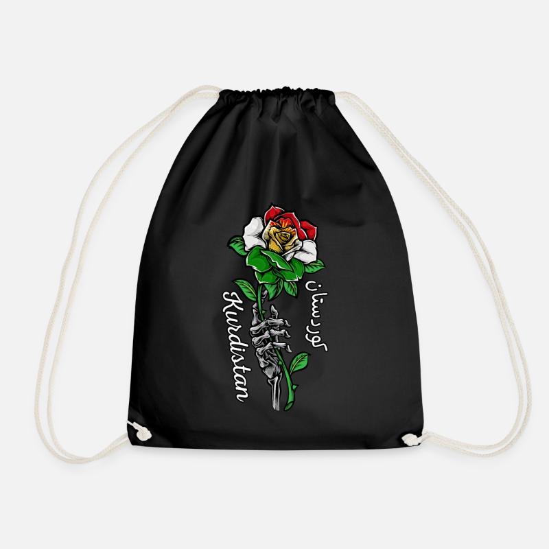 Kurdistan Flag Bakur Bashur Rojava Rojhlt Newroz - Drawstring Bag - black