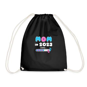 MOM in 2023 tshirt for Women Gender reveal Baby - Drawstring Bag - black - Front