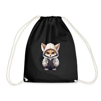 Fennec Fox cool en tenue décontractée - Sac de sport léger - noir - Devant
