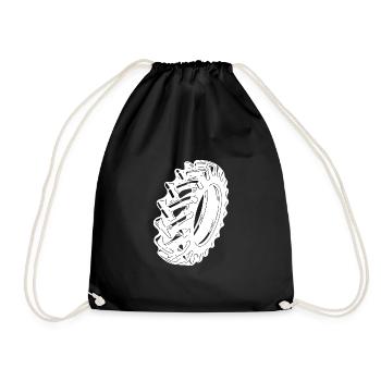 Huge tyre for sports and tractor fans - Drawstring Bag - black - Front