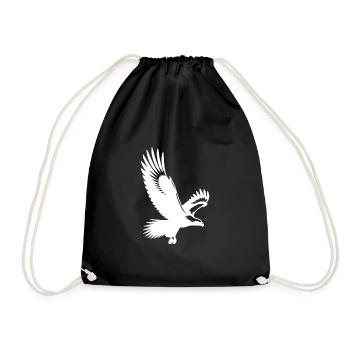 White-tailed eagle with huge wings tattoo style bird - Drawstring Bag - black - Front