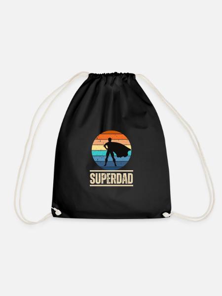 Vintage Retro "Superdad" T-Shirt - Drawstring Bag - black