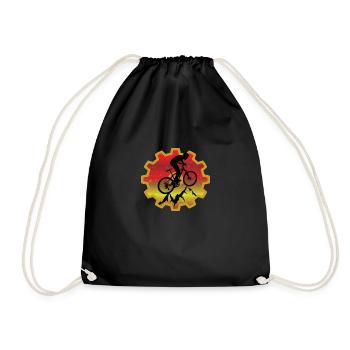 Mountain bikers in the mountains - Drawstring Bag - black - Front