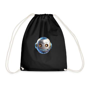 Robot head with cool details - Drawstring Bag - black - Front