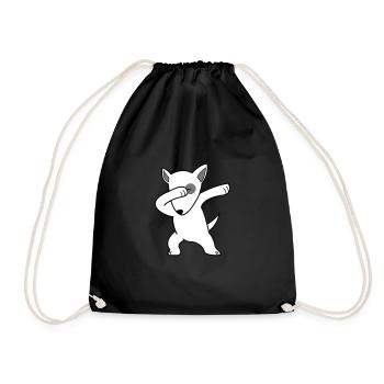 dog dabbing 02 - Drawstring Bag - black - Front
