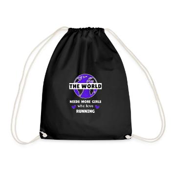 The world needs more girls who love running. - Drawstring Bag - black - Front