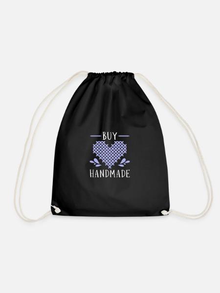 Cross Stitch Cross Stitch Embroidery - Drawstring Bag - black