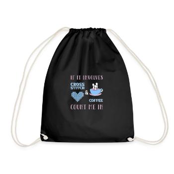 Cross Stitch Kreuzstich Sticken - Turnbeutel - Schwarz - Vorne