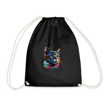 Colorful American Shorthair Cat Gaze - Turnbeutel - Schwarz - Vorne
