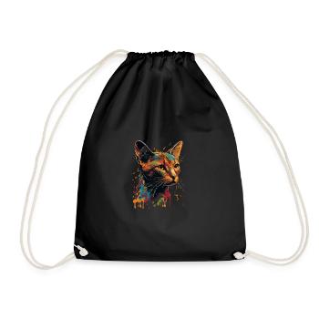 Abyssinian Cat Colorful Gaze - Turnbeutel - Schwarz - Vorne