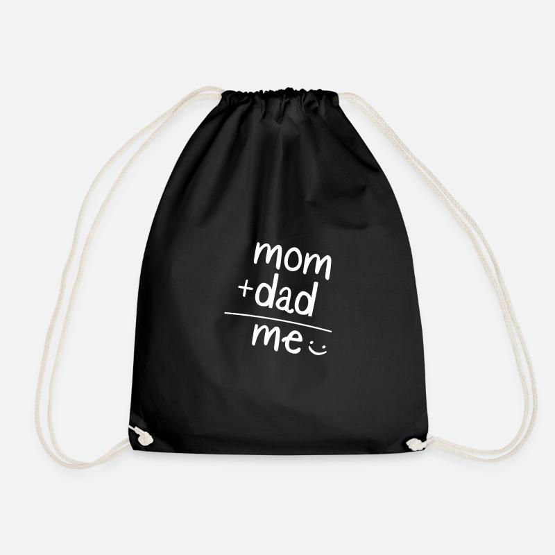 mom + dad = me - Drawstring Bag - black