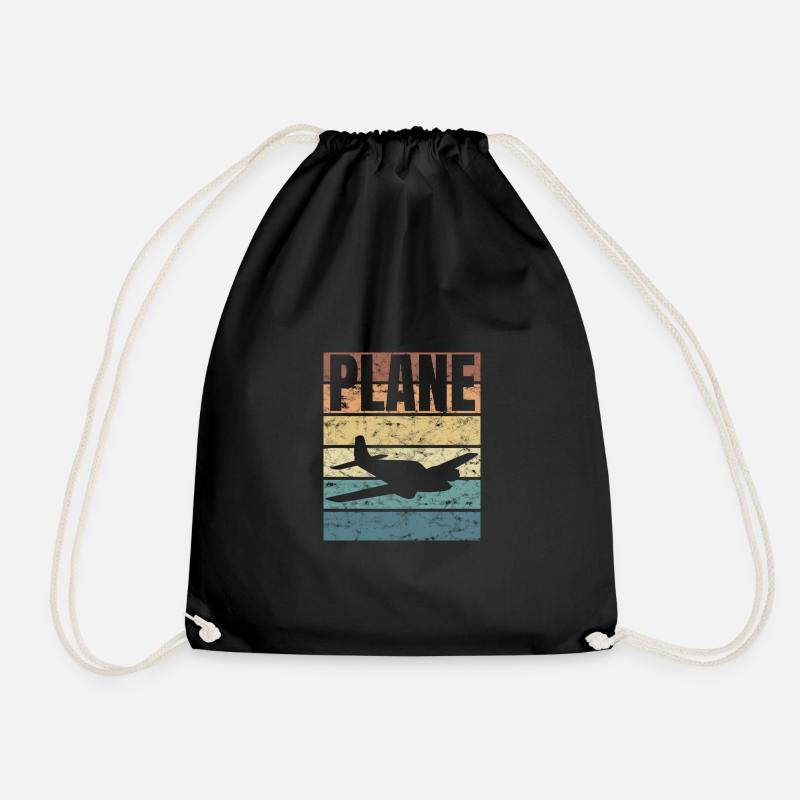 Pilot Plane Pilot Airplane Sky Flying - Drawstring Bag - black