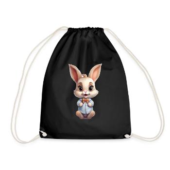 Cute Rabbit Baby - Drawstring Bag - black - Front