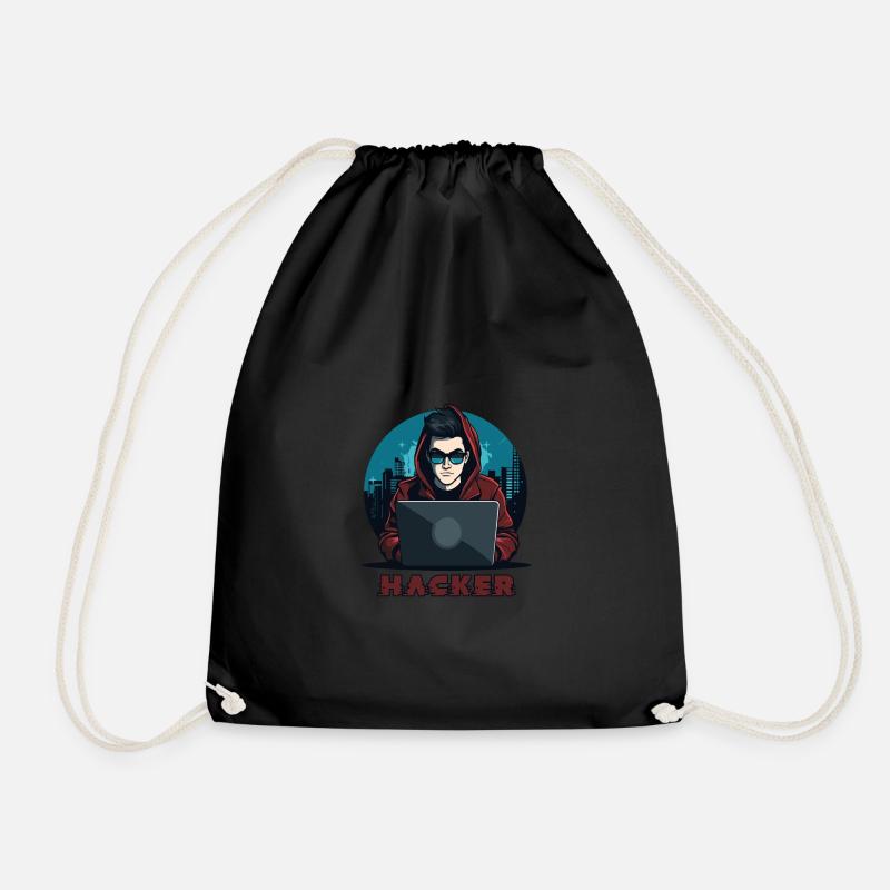 Hacker Sunglasses Hacker Anonymous Hacker - Drawstring Bag - black